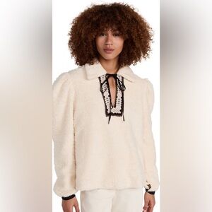 Alix Of Bohemia Cream & Black Teddy Loretta Jacket with Plush Texture SZ Medium